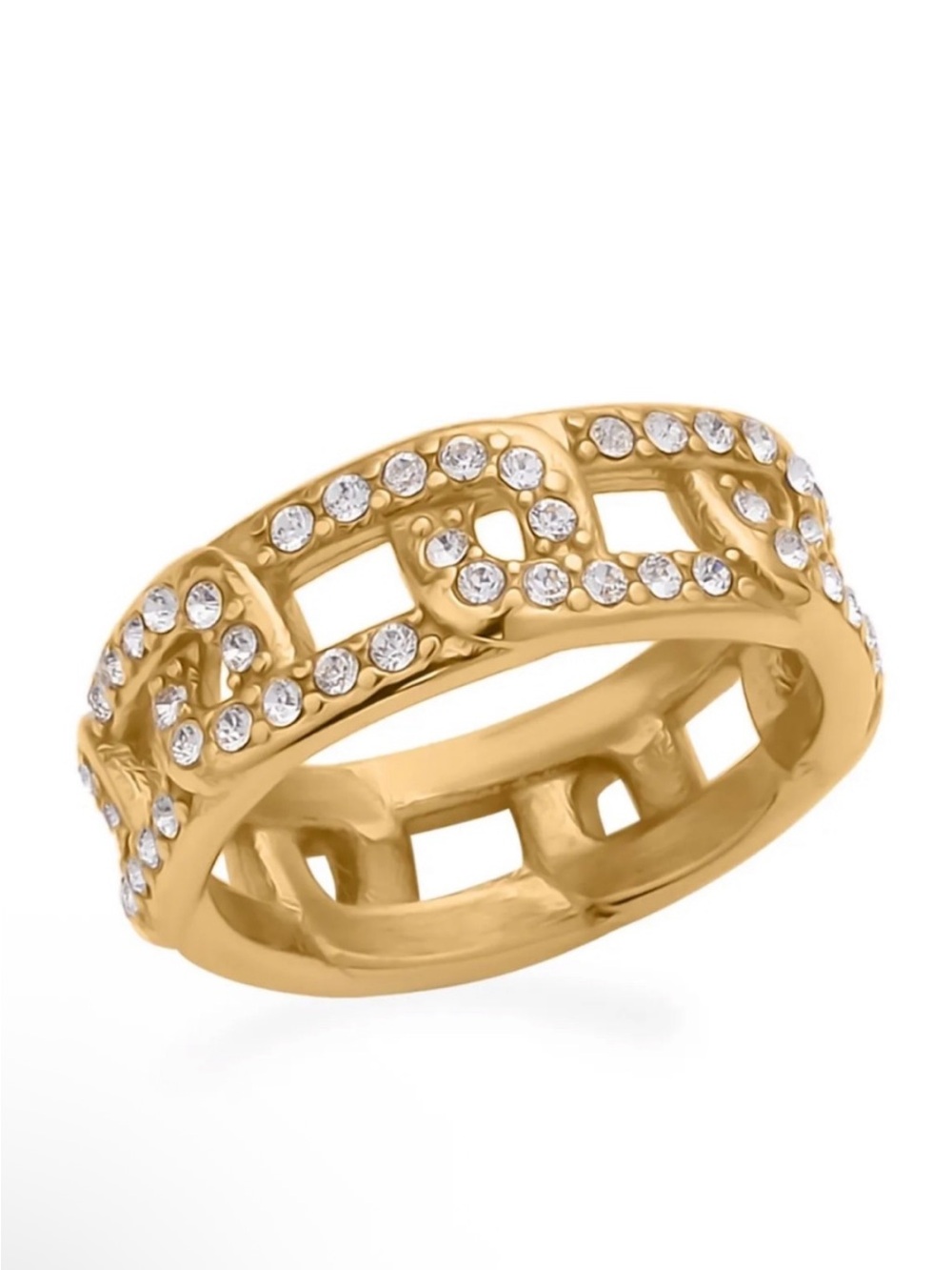 White Austrian Crystal Curb Band Ring